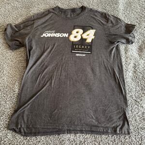 Vintage Jimmie Johnson #84 Legacy Motor Sports Gray NASCAR Logo T-Shirt Men's XL